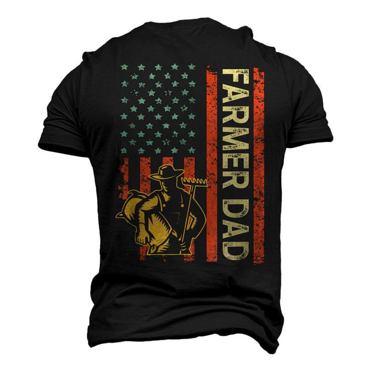 Farmer Dad American Flag Fathers Day 4Th Of July Patriotic Men's 3D T-shirt Back Print