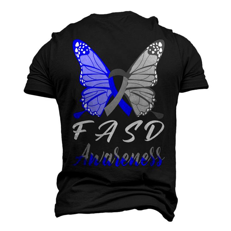 Fasd Awareness Butterfly  Blue And Grey Ribbon  Fetal Alcohol Spectrum Disorder  Fetal Alcohol Spectrum Disorder Awareness Men's 3D Print Graphic Crewneck Short Sleeve T-shirt