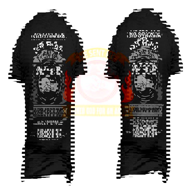 Father Grandpa I Asked Go To Make Me A Better Man He Sent Me My Son 128 Family Dad Men's 3D Print Graphic Crewneck Short Sleeve T-shirt