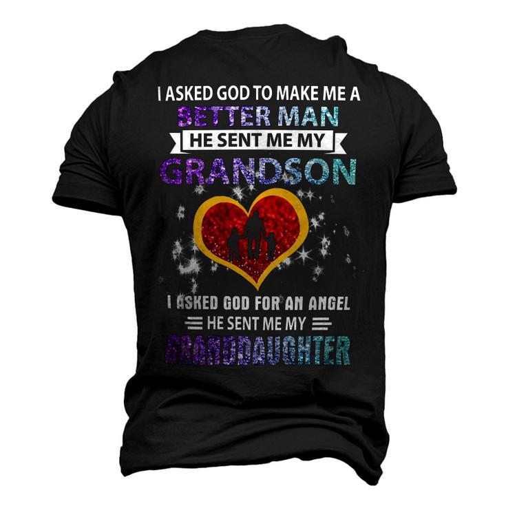 Father Grandpa I Asked God To Make Me A Better Man He Sent Me My Grandson 3 Family Dad Men's 3D Print Graphic Crewneck Short Sleeve T-shirt