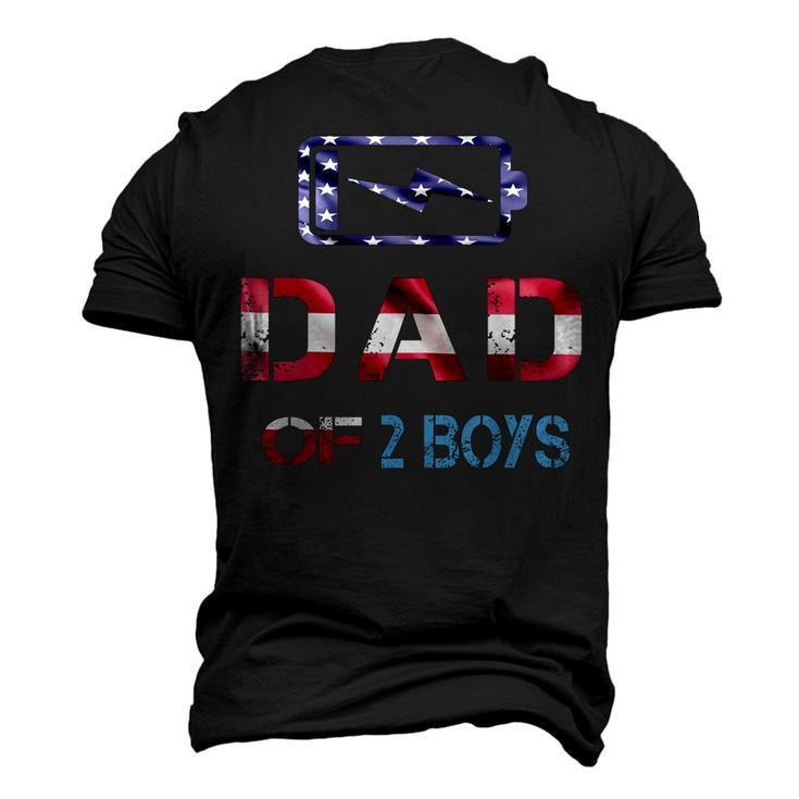 Mens Fathers Day Dad Of 2 Boys American Flag 4Th Of July Men's 3D T-shirt Back Print