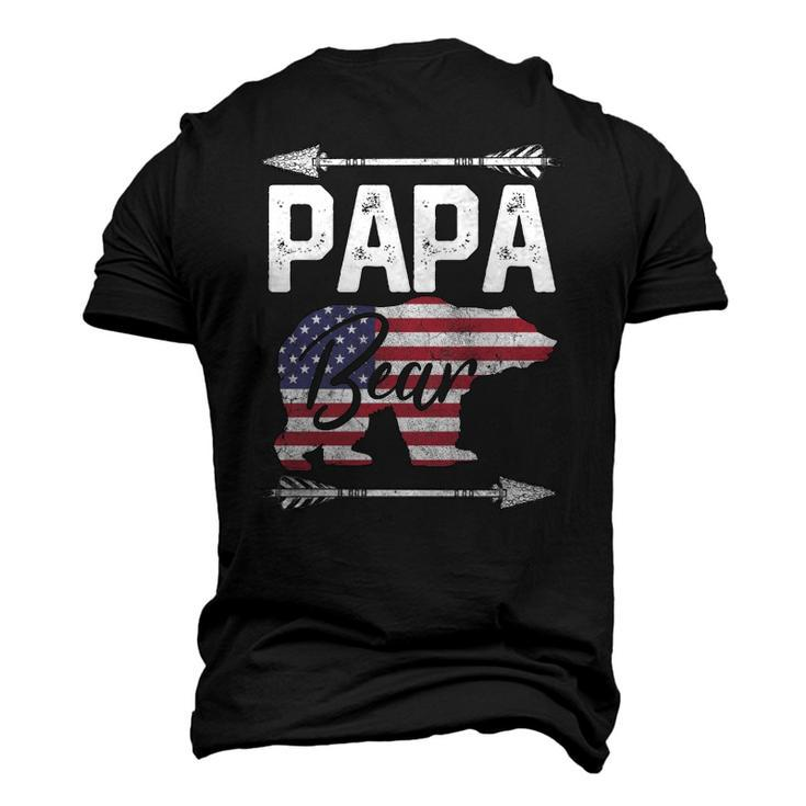 Fathers Day Papa Bear Dad Grandpa Usa Flag July 4Th Men's 3D T-Shirt Back Print