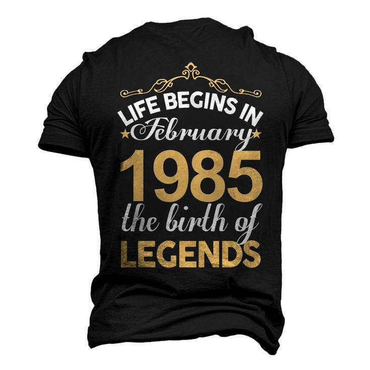 February 1985 Birthday Life Begins In February 1985 V2 Men's 3D T-shirt Back Print