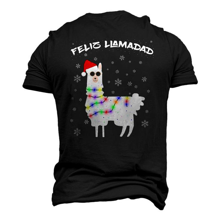 Feliz Llamadad Lama Christmas Saying Alpaca Outfit Men's 3D T-Shirt Back Print