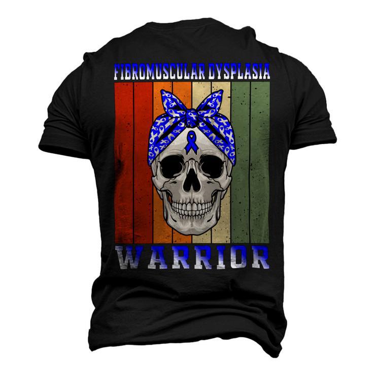 Fibromuscular Dysplasia Warrior  Skull Women Vintage  Blue Ribbon  Fmd  Fibromuscular Dysplasia Awareness Men's 3D Print Graphic Crewneck Short Sleeve T-shirt