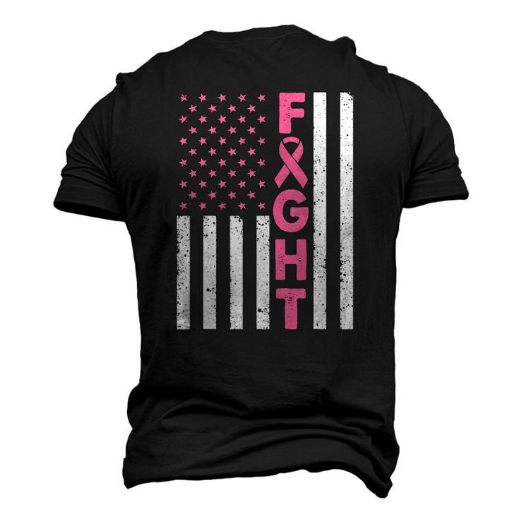 Fight Pink Ribbon Flag Breast Cancer Awareness Men's 3D T-Shirt Back Print