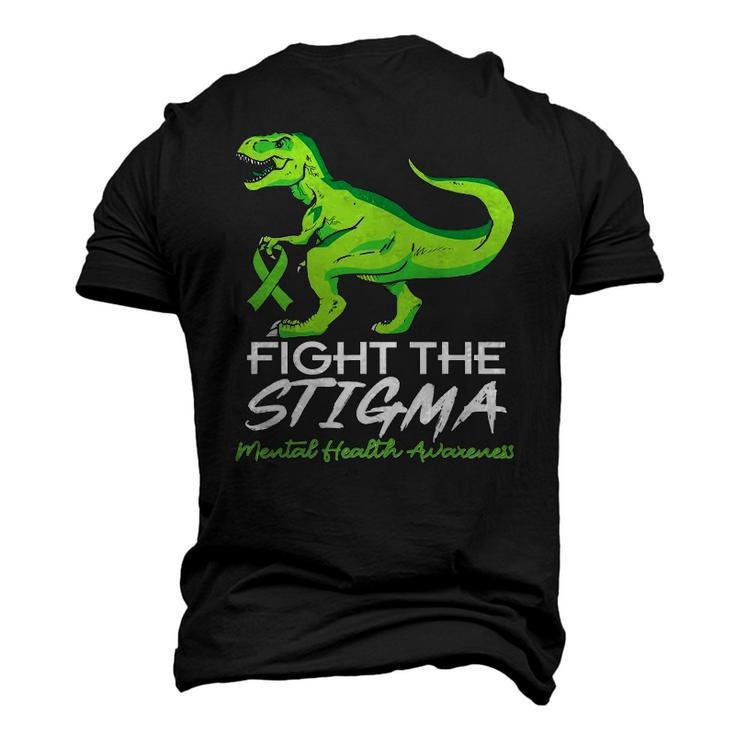 Fight Stigma Mental Health Awareness Lime Green Dinosaur Men's 3D T-Shirt Back Print
