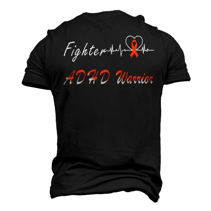 Fighter Adhd Warrior Heartbeat  Orange Ribbon  Attention Deficit Hyperactivity Disorder  Adhd Awareness Men's 3D Print Graphic Crewneck Short Sleeve T-shirt