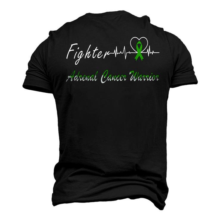 Fighter Adrenal Cancer Warrior Heartbeat  Green Ribbon  Adrenal Cancer  Adrenal Cancer Awareness Men's 3D Print Graphic Crewneck Short Sleeve T-shirt