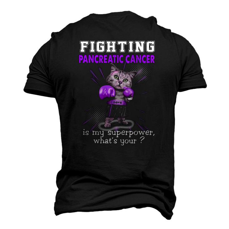 Fighting Cat Pancreatic Cancer Awareness Men's 3D T-Shirt Back Print