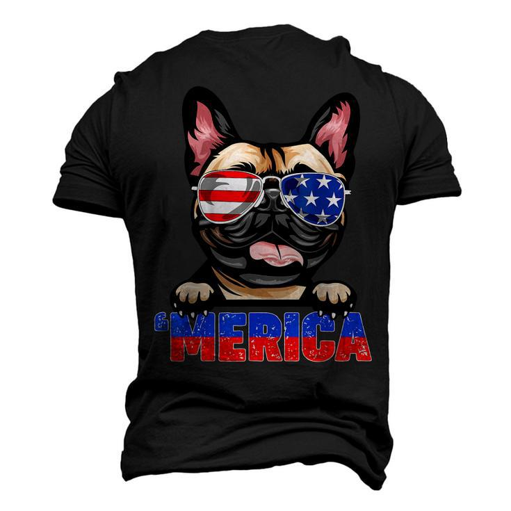 French Bulldog Frenchie Merica Wear Sunglasses 4Th Of July Men's 3D T-shirt Back Print