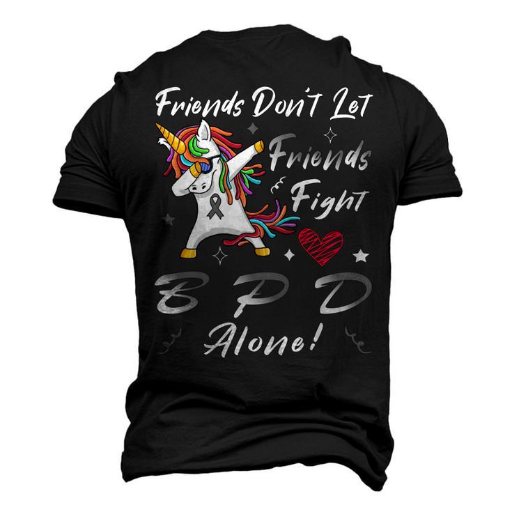 Friends Dont Let Friends Fight Borderline Personality Disorder Bpd Alone  Unicorn Grey Ribbon  Borderline Personality Disorder  Bpd Awareness Men's 3D Print Graphic Crewneck Short Sleeve T-shirt