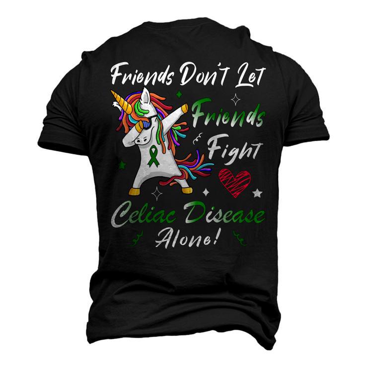 Friends Dont Let Friends Fight Celiac Disease Alone  Unicorn Green Ribbon  Celiac Disease  Celiac Disease Awareness Men's 3D Print Graphic Crewneck Short Sleeve T-shirt