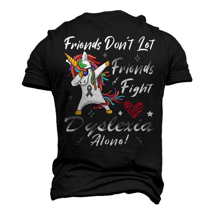 Friends Dont Let Friends Fight Dyslexia Alone  Unicorn Grey Ribbon  Dyslexia  Dyslexia Awareness Men's 3D Print Graphic Crewneck Short Sleeve T-shirt