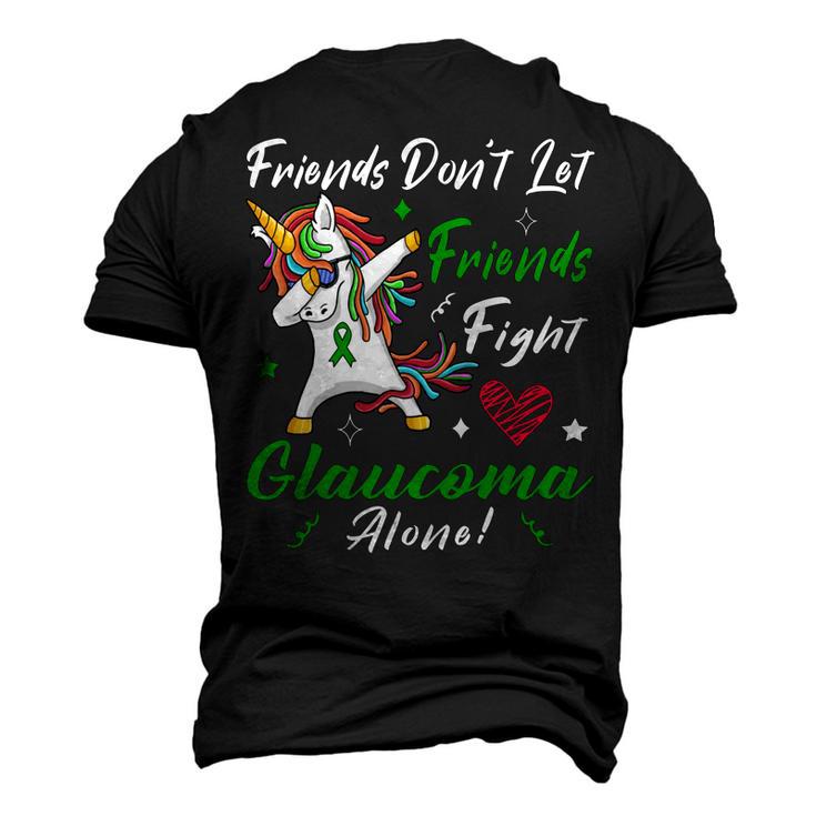 Friends Dont Let Friends Fight Glaucoma Alone  Unicorn Green Ribbon  Glaucoma  Glaucoma Awareness Men's 3D Print Graphic Crewneck Short Sleeve T-shirt