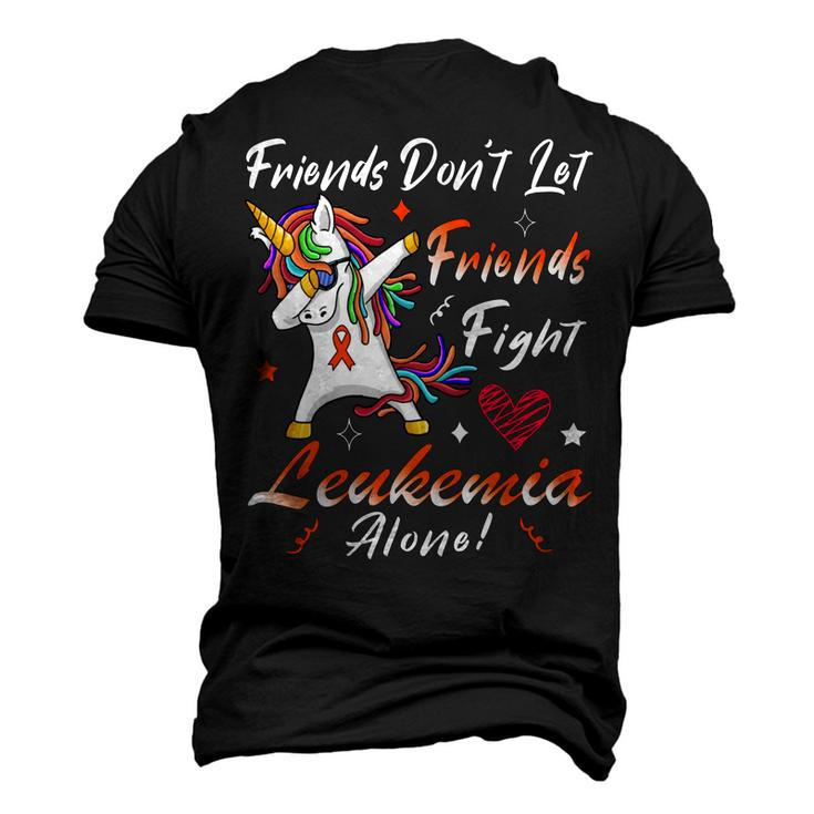 Friends Dont Let Friends Fight Leukemia Alone  Unicorn Orange Ribbon  Leukemia  Leukemia Awareness Men's 3D Print Graphic Crewneck Short Sleeve T-shirt