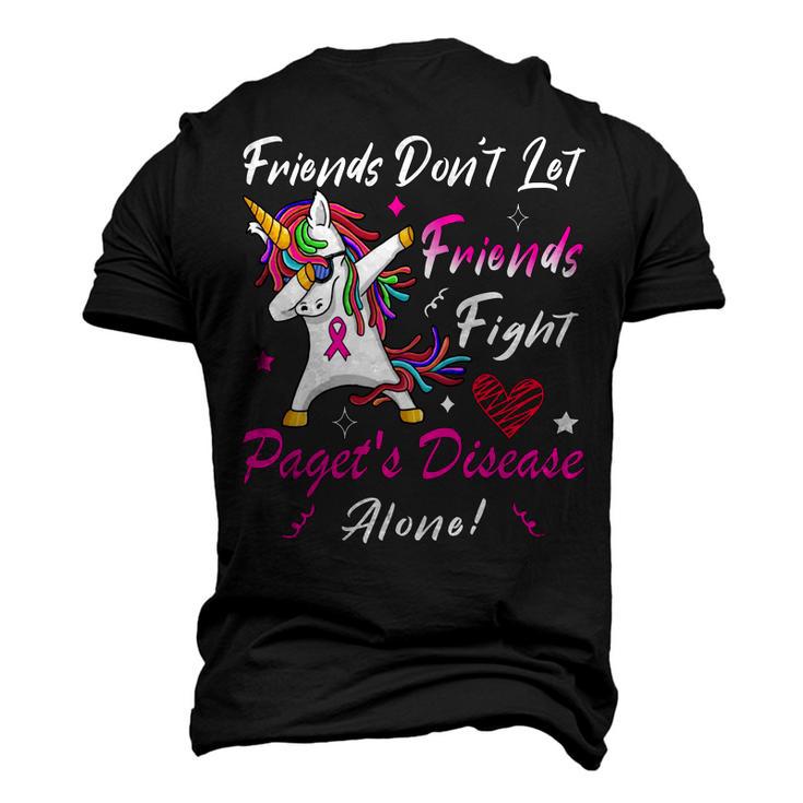 Friends Dont Let Friends Fight Pagets Disease Alone  Unicorn Pink Ribbon  Pagets Disease  Pagets Disease Awareness Men's 3D Print Graphic Crewneck Short Sleeve T-shirt