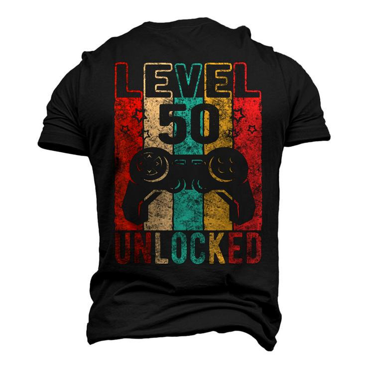 Fun 50Th Birthday Level 50 Unlocked Retro Graphic Birthday Men's 3D T-shirt Back Print