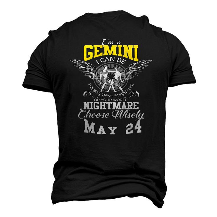 Gemini Zodiac Sign May 24 Horoscope Astrology Men's 3D T-Shirt Back Print