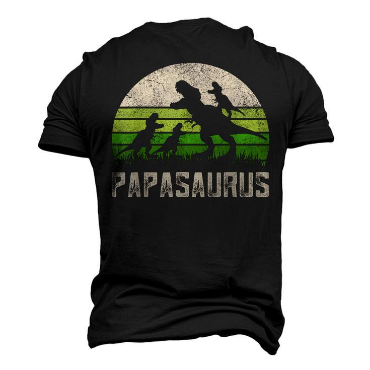 Mens Grandpa Papasaurus Dinosaur 3 Kids Fathers Day Men's 3D T-shirt Back Print