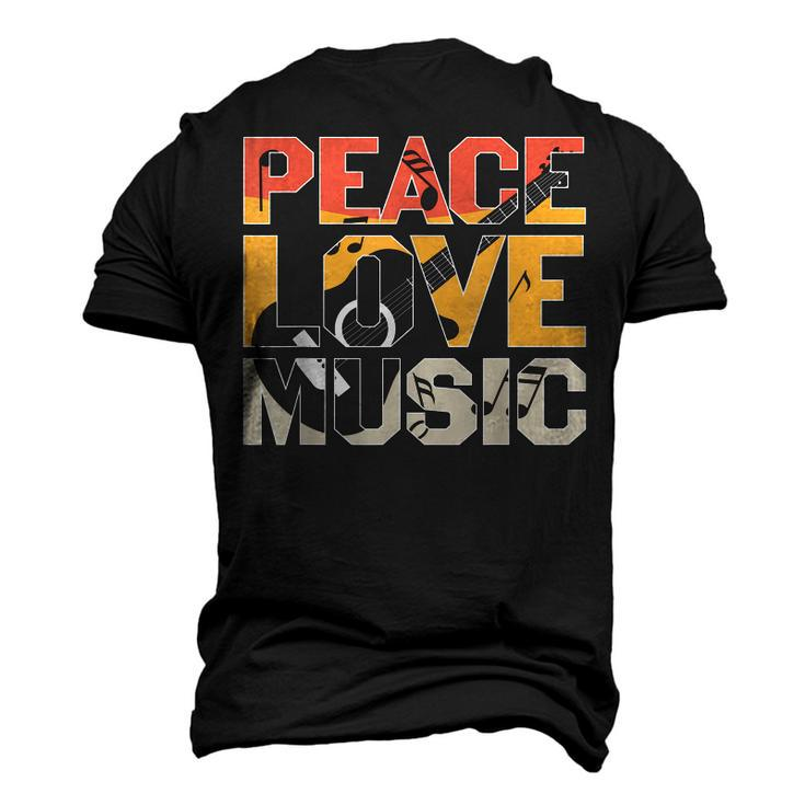 Guitar Retro Peace Love Music Band Guitarist Men's 3D T-shirt Back Print