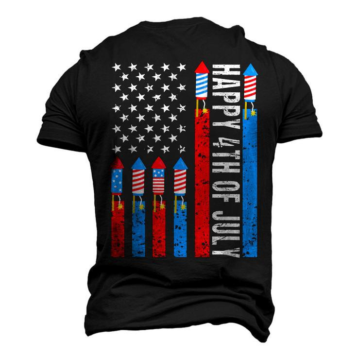 Happy 4Th Of July American Flag Fireworks Patriotic Outfits Men's 3D T-Shirt Back Print