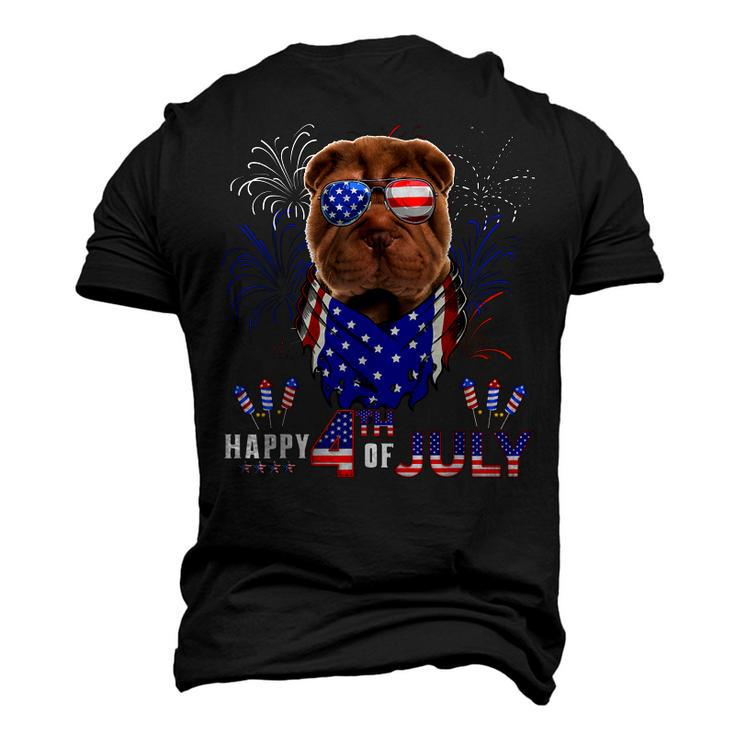 Happy 4Th Of July American Flag Shar Pei Sunglasses Men's 3D T-shirt Back Print