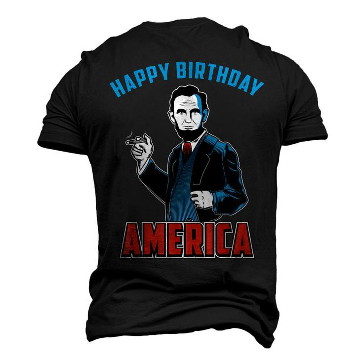Happy Birthday America Abe Lincoln Fourth Of July Men's 3D T-shirt Back Print