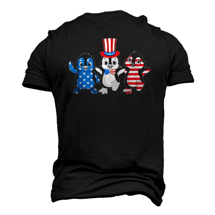 Happy Fourth Of July Patriotic Animals Penguin Usa Flag Men's 3D T-Shirt Back Print