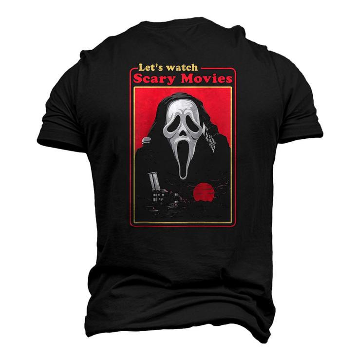 Holiday 365 Halloween Lets Watch Scary Movies Raglan Baseball Tee Men's 3D T-Shirt Back Print
