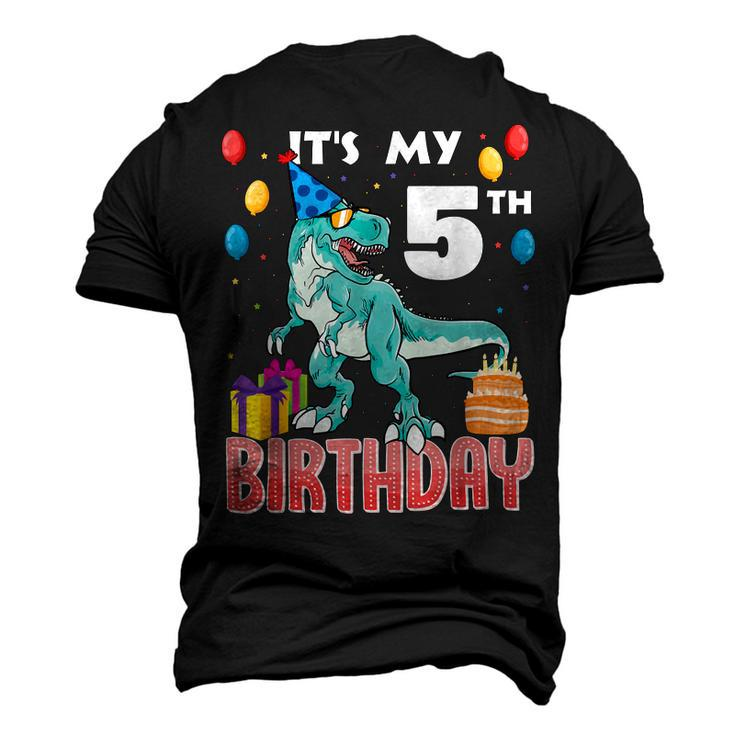 Its My 5Th Birthday Dino T-Rex 5 Years Old Bday Men's 3D T-shirt Back Print