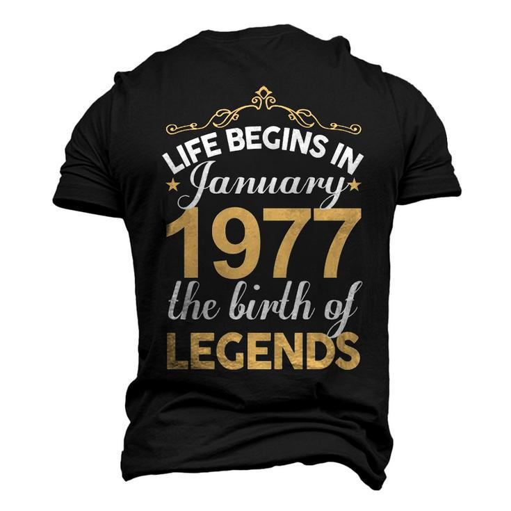 January 1977 Birthday Life Begins In January 1977 V2 Men's 3D T-shirt Back Print