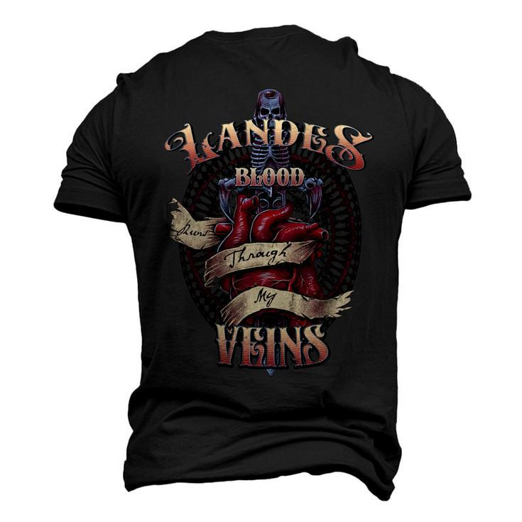 Landes Blood Runs Through My Veins Name Men's 3D Print Graphic Crewneck Short Sleeve T-shirt