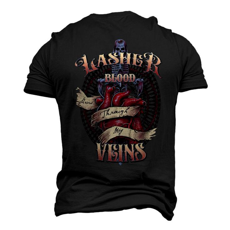 Lasher Blood Runs Through My Veins Name Men's 3D Print Graphic Crewneck Short Sleeve T-shirt