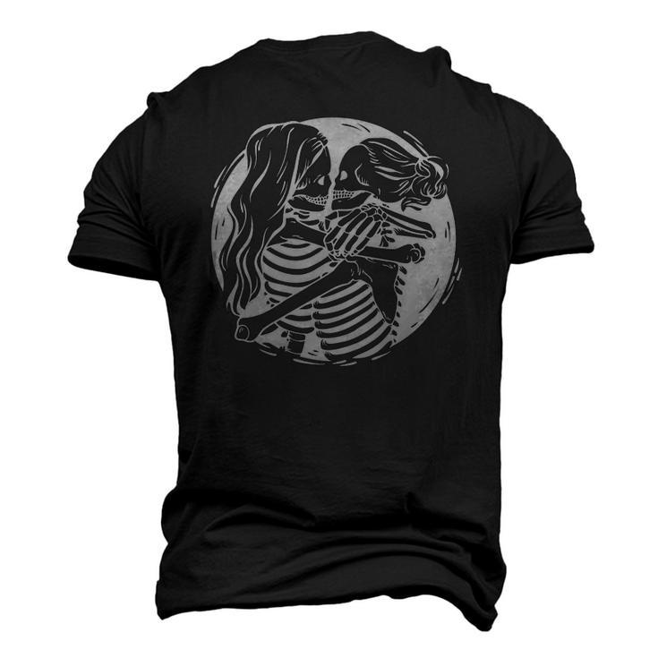 Lesbian Couple Lgbtq Pride Skeletons Kissing Valentine Day Men's 3D T-Shirt Back Print