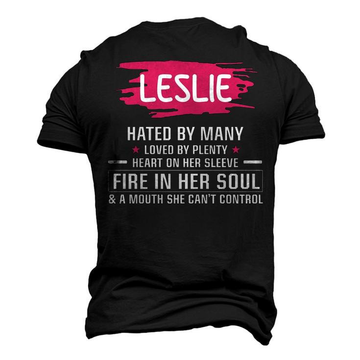 Leslie Name Leslie Hated By Many Loved By Plenty Heart On Her Sleeve Men's 3D T-shirt Back Print