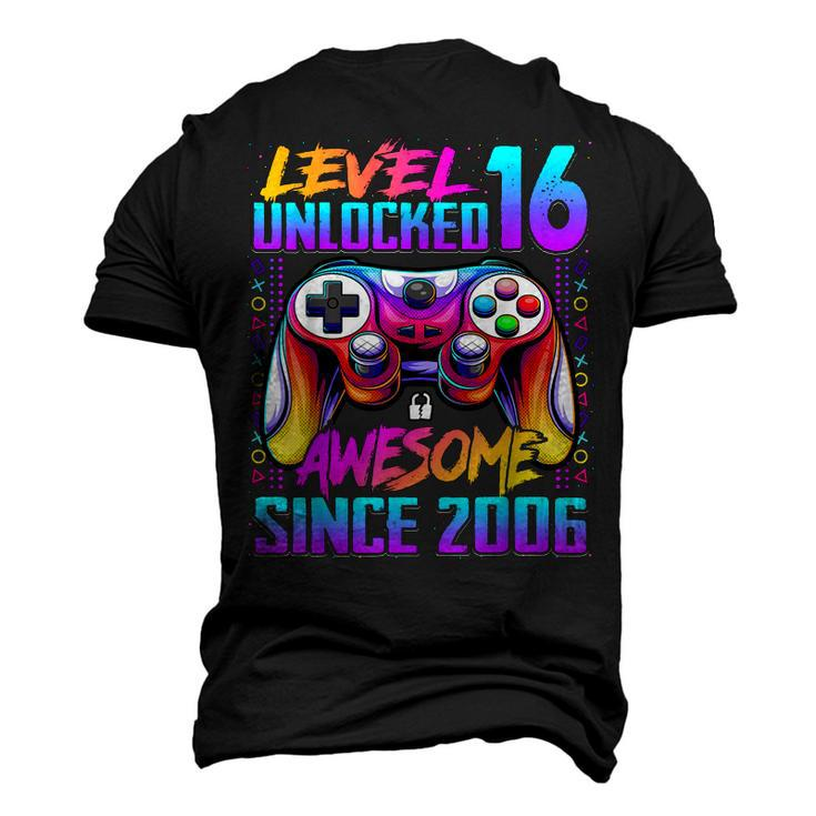 Level 16 Unlocked Awesome Since 2006 16Th Birthday Gaming Men's 3D T-shirt Back Print