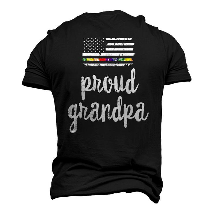 Lgbt Pride American Flag Proud Grandpa 4Th Of July Men's 3D T-Shirt Back Print