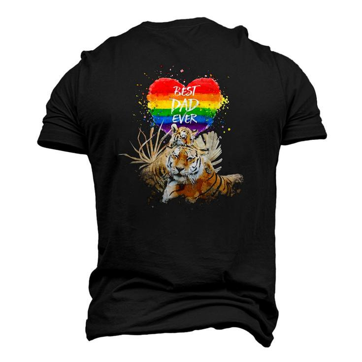 Lgbt Pride Daddy Tiger Rainbow Best Dad Ever Fathers Day Men's 3D T-Shirt Back Print