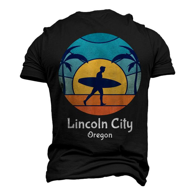 Lincoln City Oregon Surfing Surfer Vintage Sunset Surf Beach Men's 3D T-shirt Back Print
