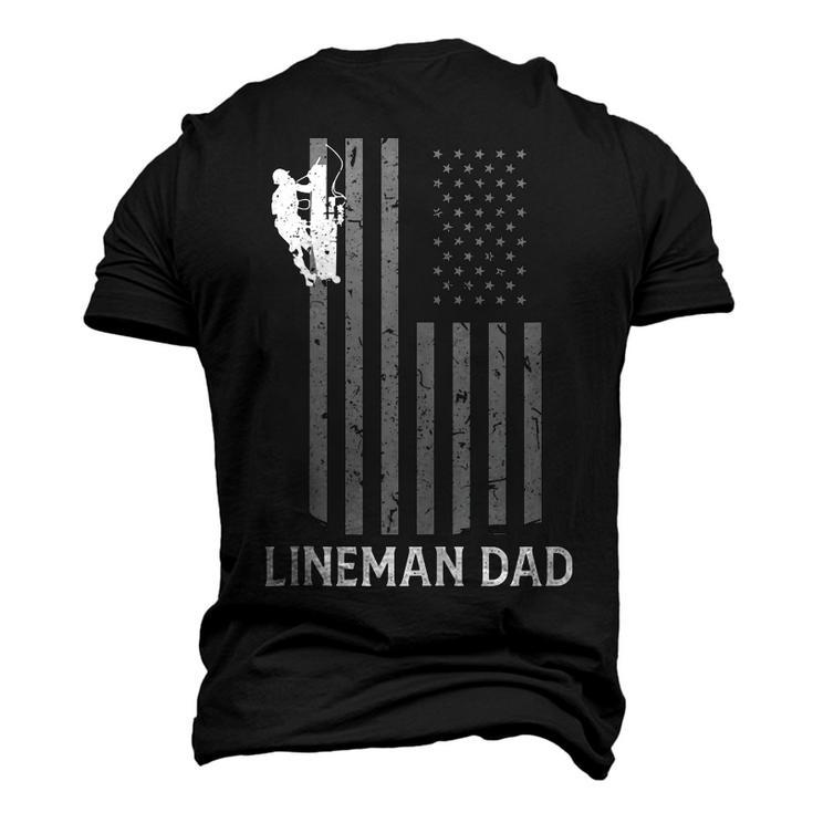 Mens Lineman Dad American Flag Electric Cable Mens Lineman Men's 3D T-shirt Back Print
