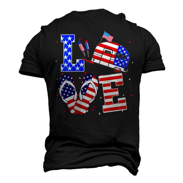 Womens Love Camping Flip Flop Usa Flag 4Th Of July Camper Patriotic Men's 3D T-shirt Back Print