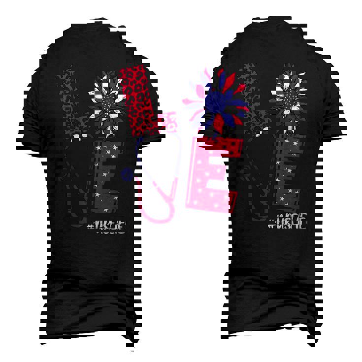 Love Heart Stethoscope Nurse Life 4Th Of July 2022 Women Men's 3D T-Shirt Back Print