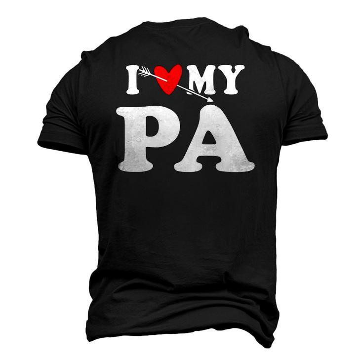 I Love My Pa With Heart Fathers Day Wear For Kid Boy Girl Men's 3D T-Shirt Back Print