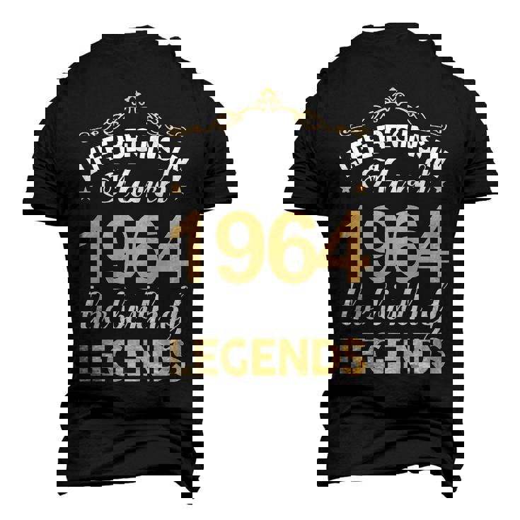 March 1964 Birthday Life Begins In March 1964 V2 Men's 3D T-shirt Back Print