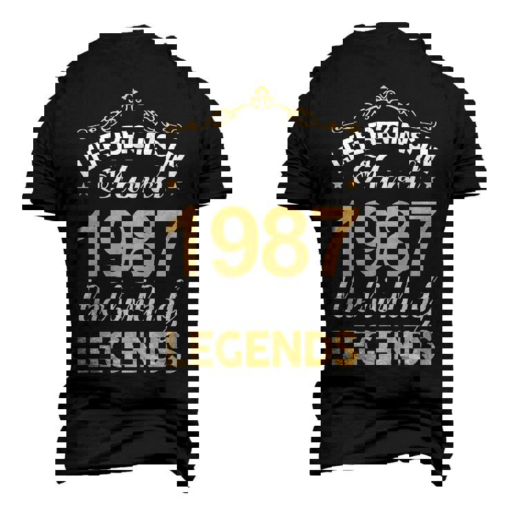 March 1987 Birthday Life Begins In March 1987 V2 Men's 3D T-shirt Back Print