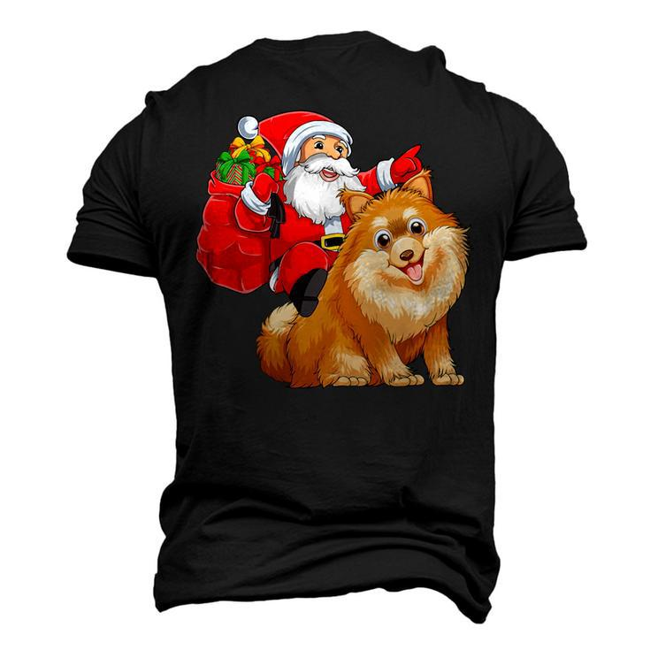 Matching Family Santa Riding Pomeranian Dog Christmas T-Shirt Men's 3D T-shirt Back Print