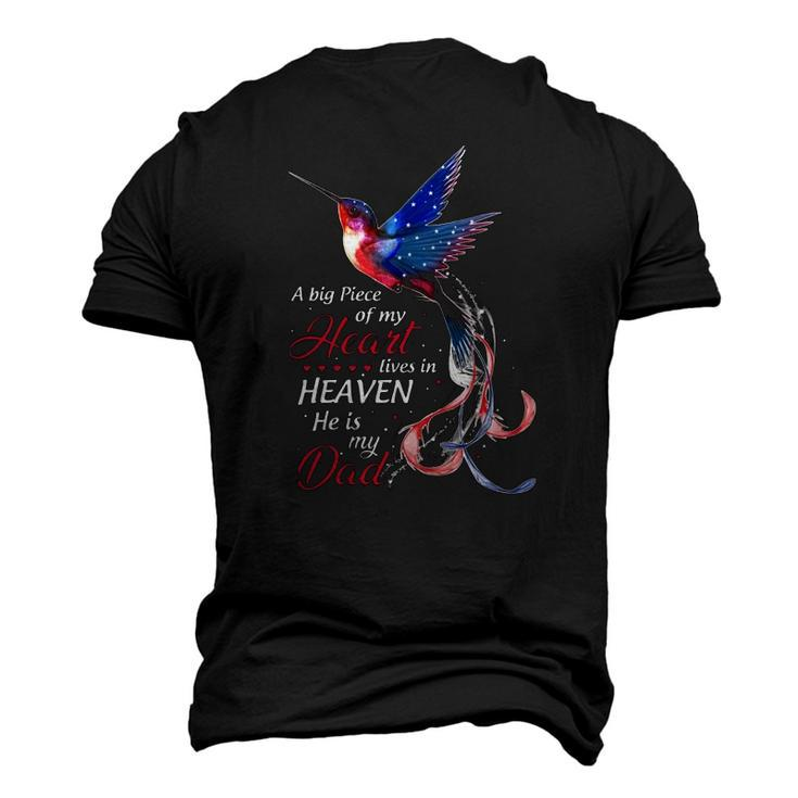 Memorial A Big Piece Of My Heart Lives In Heaven He Is My Dad Hummingbird Men's 3D T-Shirt Back Print