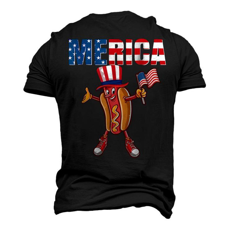 Merica Hot Dog 4Th Of July Dad American Flag And Hotdog Men's 3D T-shirt Back Print