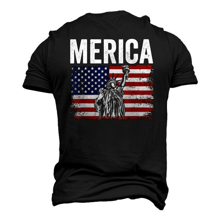 Merica Patriotic Apparel Statue Of Liberty American Flag Men's 3D T-Shirt Back Print